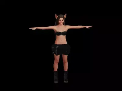 cat girl Low-poly 3D model