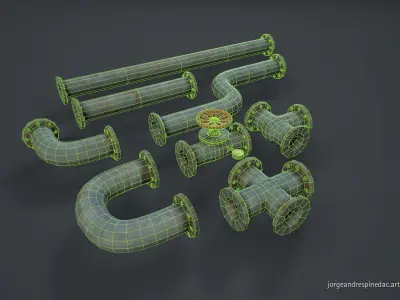 Pipes Pack  - Modular Set - Game Ready Low-poly 3D model
