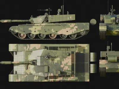 Type 99A Chinese Main Battle Tank Low-poly 3D model