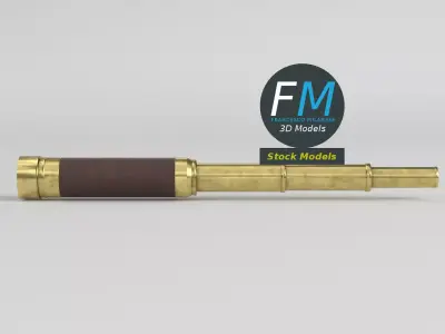Collapsible Brass Spyglass Telescope 3D model