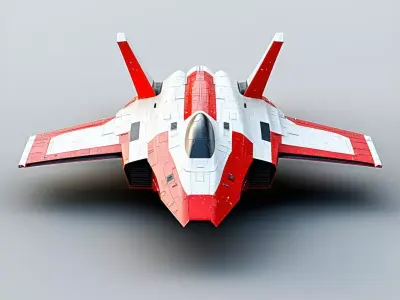 Scifi Fighter Jet Red Sparrow Low-poly 3D model