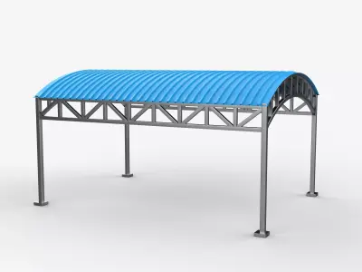 steel frame carport 05 3D model