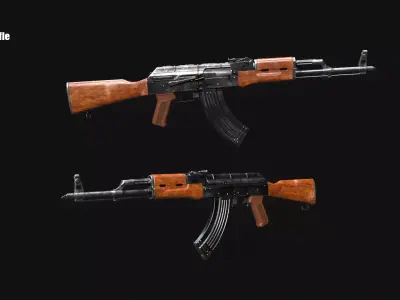 AK 47 Assault Rifle Low-poly 3D model