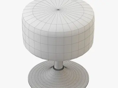 White Faux Fur Stool 3D model