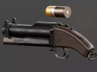 Sawed Off M79 Grenade Launcher Low-poly 3D model