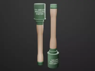Game-Ready German WW2 Stick Grenade Low-poly 3D model