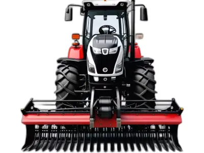 Modern Agricultural Tractor with Cultivator Low-poly 3D model