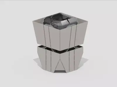 Brutalist Industrial Building 17 Low-poly 3D model