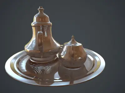 Victorian era silver teapot Low-poly 3D model