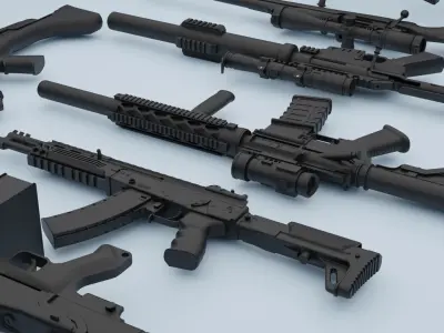 3D Gun Kitbash Game Ready Vol 02 3D model