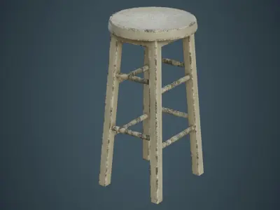 Stool 2D Low-poly 3D model