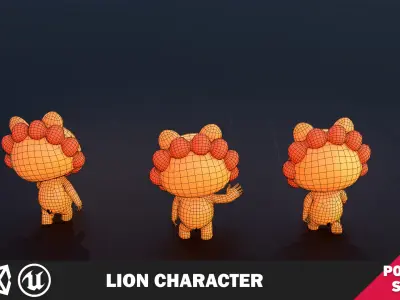 Funny Lion Character Lowpoly Low-poly 3D model