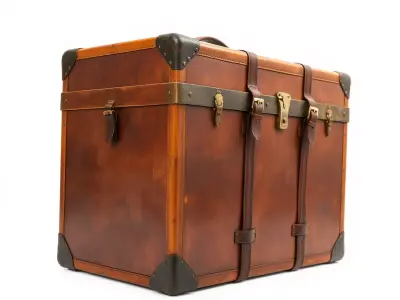 Vintage Leather Trunk model pack Low-poly 3D model