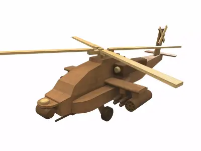 Wooden airplane toy helicopter Free 3D model