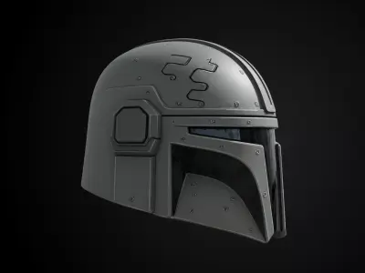 Stylized Interstellar Bounty Hunter Helmet - Deep Space Tracker 3D print model
