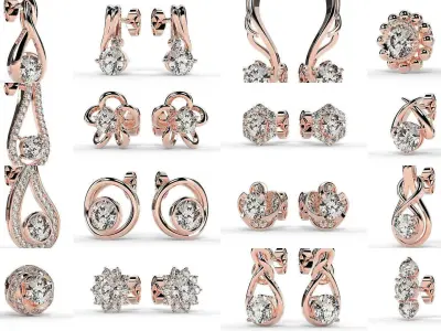 2024 B09 1-50 Earings 3D Model Collection-50 Files 3D Model Pack