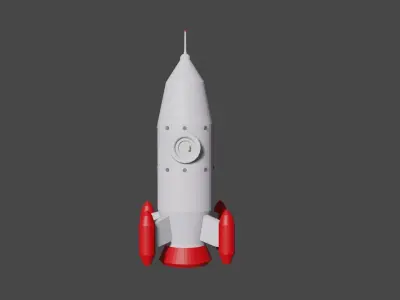 Rocket - Low poly and High poly and Colored Low-poly 3D model