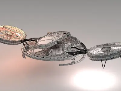 Steampunk Drone Flyboard Low-poly 3D model