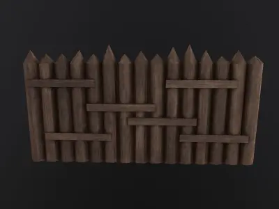 Wooden Palisade 3D Model Low-poly 3D model