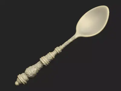 classic spoon gothic floral cnc decor art royal fork ornate old 3D print model