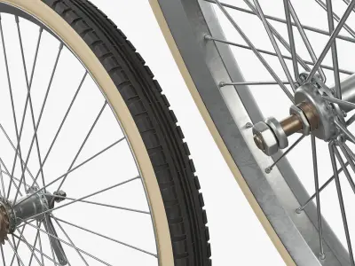 Classic Bike Wheel Set with Light Brown Tires 3D model