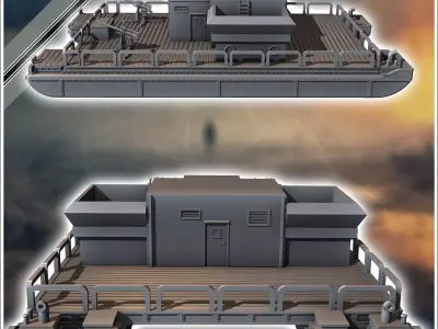 Siebel ferry Siebelfahre German shallow-draft landing craft 5 -  3D print model