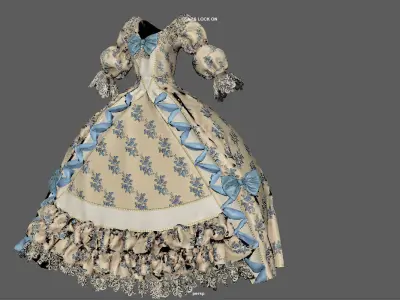 BAROQUE RENAISSANCE DRESS 3D model