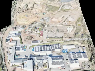Huge high quality drone 3D Scan of industrial Park Low-poly 3D model