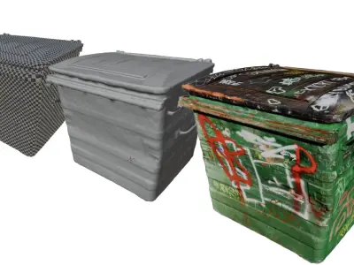 Green Graffiti Bin - 8K UHD 3D Scan Model  Low-poly 3D model