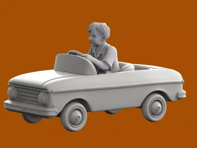 Boy in Toy Car STL  Scale  Kids Vehicle Figurine Diorama   3D print model