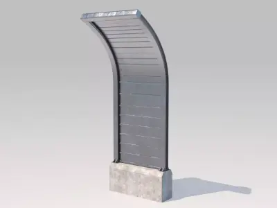 barrer metal post with curved top Low-poly 3D model