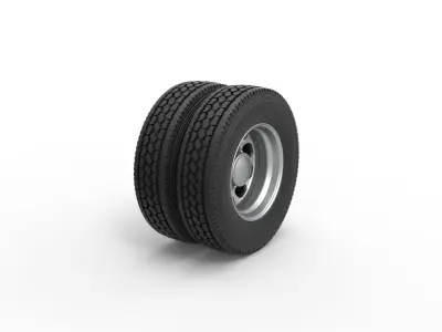 Rear custom wheel of semi truck Version 4 Scale 1 to 25 3D print model