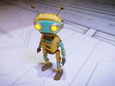 Robot Bee Animated Low-poly 3D model