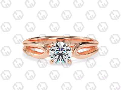 Ring 229 Round shape split shank solitaire ring with Gems 3D print model
