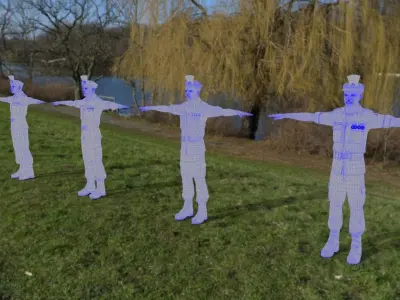 soldier russian in camouflage uniform Low-poly 3D model