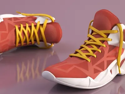  Futuristic Athletic Sneakers with Contrast Sole Coral Red 