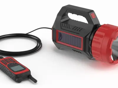 Power Bank Flashlight with Field Phone Red 3D model