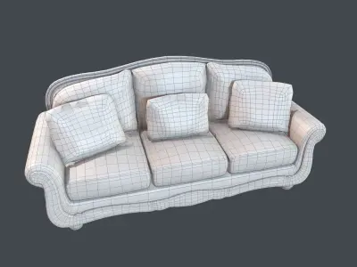 Old Fashioned Sofa Collection Low-poly 3D model