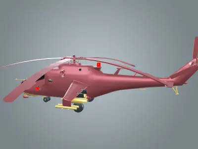 low poly Helicopter 3d model military color Low-poly 3D model
