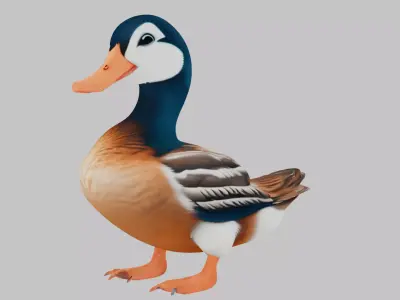 Detailed 3D Model of a Stylized Duck Low-poly 3D model