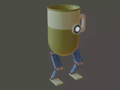 Walking Coffee Mug Robot  3D Model 3D model