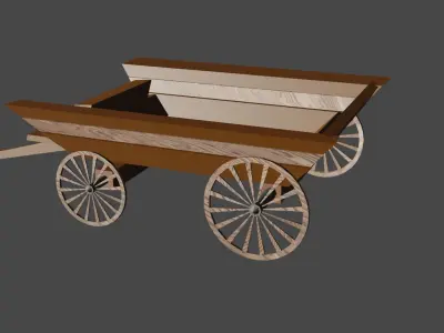 Vintage wooden waggon 3D model