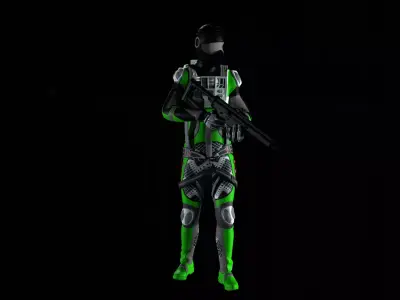 Robot Soldier - Assault Soldier Low-poly 3D model 20