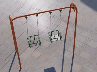 Metal Swing Outdoor 01 Orange Low-poly 3D model