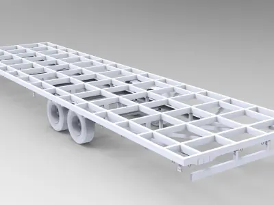 Flat Bed Trailer 3D model