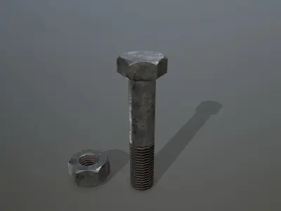 Bolts bolt and nut Low-poly 3D model 22