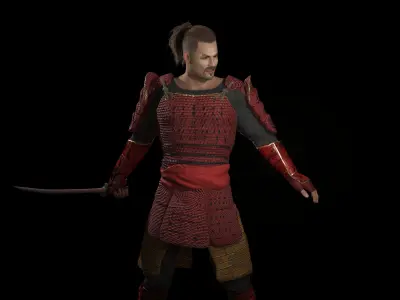 Samurai armor Low-poly 3D model