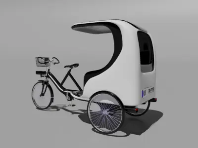 Modern black and white pedicab 3D model