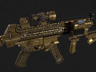 Submachine gun Alpha Low-poly 3D model