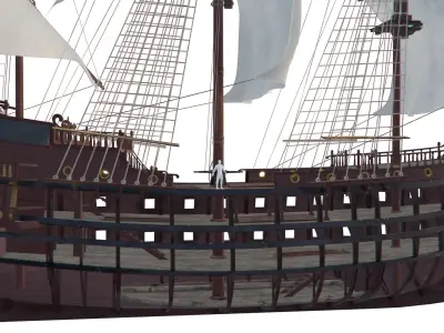 Galleon Warship Neptune Multi-decked 3D model